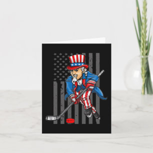 4th of July Uncle Sam Ice Hockey Boys American Fla Card