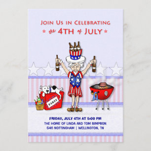 4th of July - Uncle Sam Party BBQ Invitation