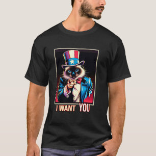 4th Of July Uncle Sam Siamese Cat T-Shirt