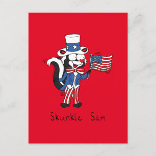 4th of July Uncle Sam Skunk Funny Postcard