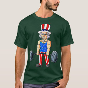 4th Of July Uncle Sam Weightlifting Funny Deadlift T-Shirt