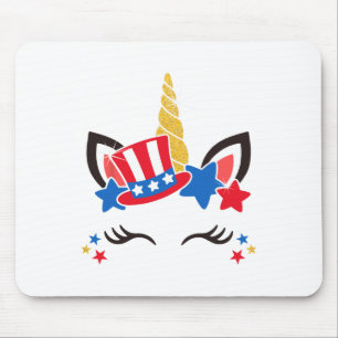 4th Of July Unicorn American Flag Patriotic Unicor Mouse Mat