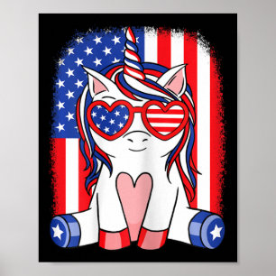 4th Of July Unicorn American Flag Patriotic Women Poster
