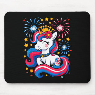 4th Of July Unicorn Girls Kids Toddler Cute Americ Mouse Mat
