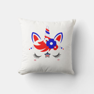 4th of July Unicorn Top Funny Cute Patriotic Women Cushion