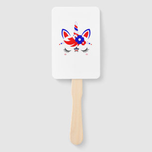 4th of July Unicorn Top Funny Cute Patriotic Women Hand Fan