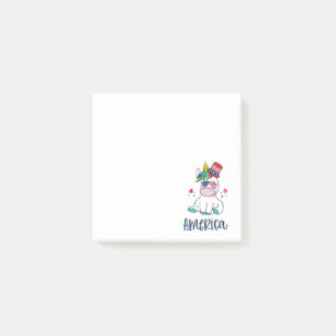 4th of July Unicorn with USA Flag Sun Glasses Post-it Notes