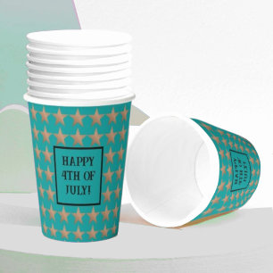 4th of July Unique Copper and Turquoise Paper Cups