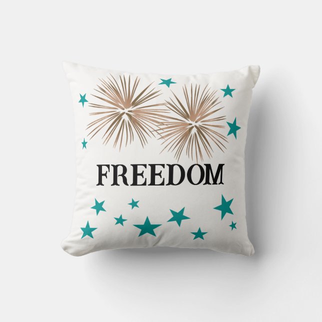 4th of July Unique Rustic Copper & Turquoise  Cushion (Front)