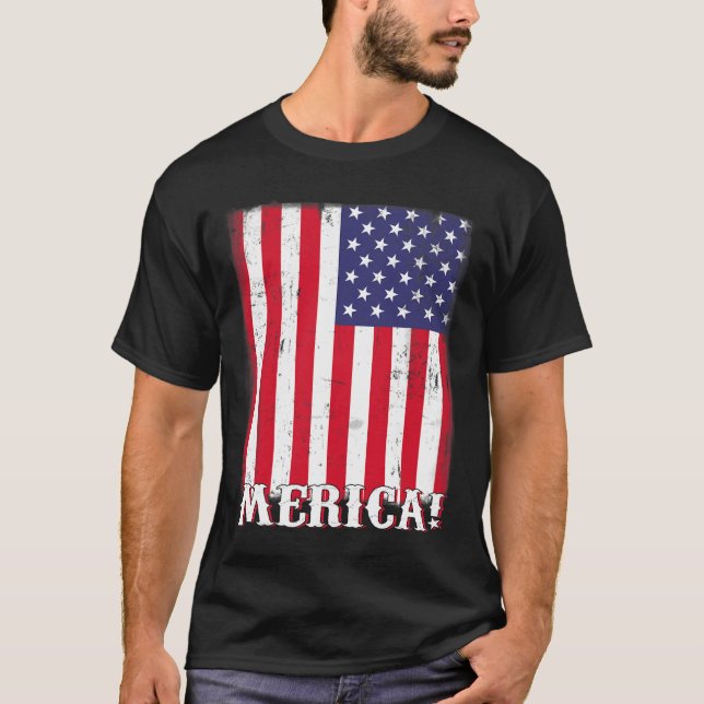 4th Of July US American Flag Patriotic  T-Shirt (Front)