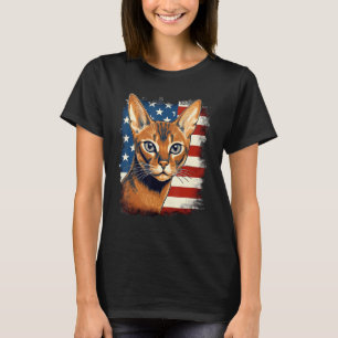 4th Of July US Flag Abyssinian Cat 1 T-Shirt