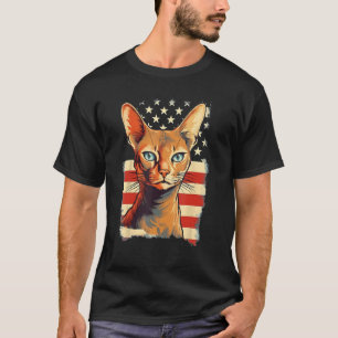 4th Of July US Flag Abyssinian Cat T-Shirt