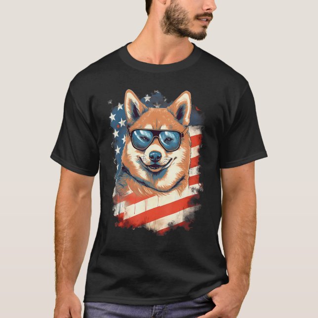 4th Of July US Flag Akita Dog 2 T-Shirt (Front)