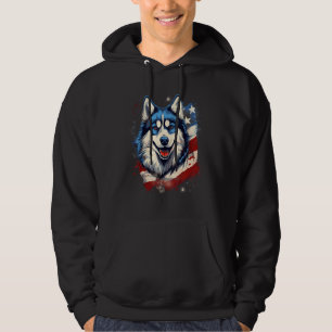 4th Of July US Flag Alaskan Malamute Dog Hoodie