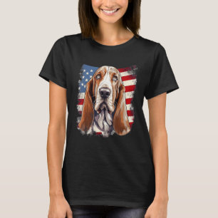 4th Of July US Flag Basset Hound Dog T-Shirt