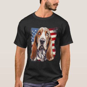 4th Of July US Flag Basset Hound Dog T-Shirt