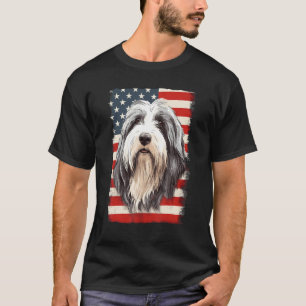 4th Of July US Flag Bearded Collie Dog T-Shirt