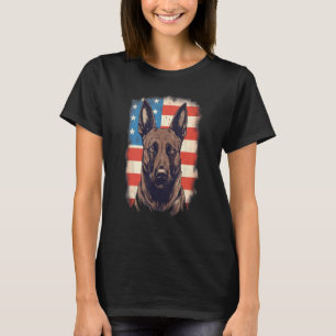 4th Of July US Flag Belgian Malinois Dog T-Shirt