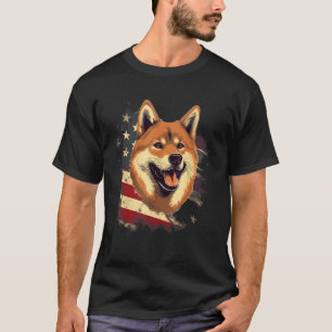 4th Of July US Flag Black and tan Shiba Inu T-Shirt