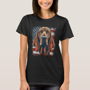 4th Of July US Flag Bloodhound Dog T-Shirt