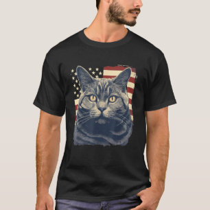 4th Of July US Flag Chartreux Cat T-Shirt