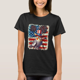 4th Of July US Flag Fireworks Cockatiel Costume Bi T-Shirt