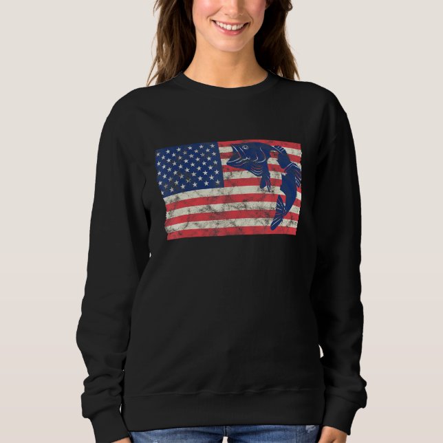 4th Of July Us Flag Fish Fisching Sweatshirt (Front)