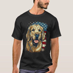 4th Of July US Flag Golden Retriever Dog T-Shirt