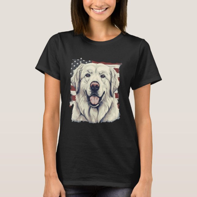 4th Of July US Flag Great Pyrenees Dog 1 T-Shirt (Front)