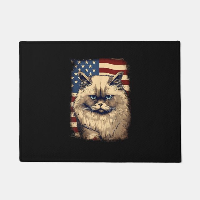 4th Of July US Flag Himalayan Cat Doormat (Front)