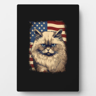 4th Of July US Flag Himalayan Cat Plaque