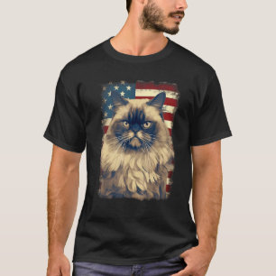 4th Of July US Flag Himalayan Cat T-Shirt