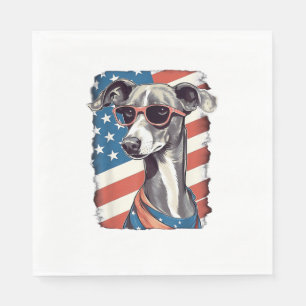 4th Of July US Flag Italian Greyhound Dog Napkin