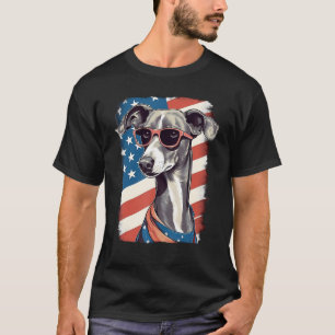 4th Of July US Flag Italian Greyhound Dog T-Shirt