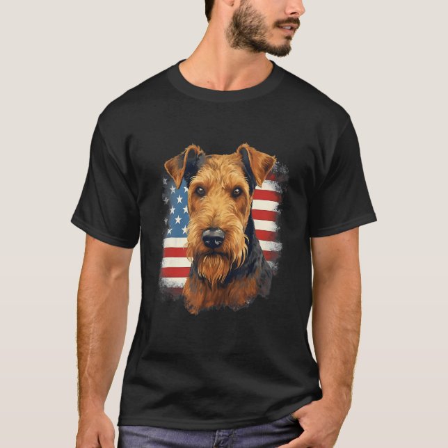 4th Of July US Flag Lakeland Terrier Dog T-Shirt (Front)