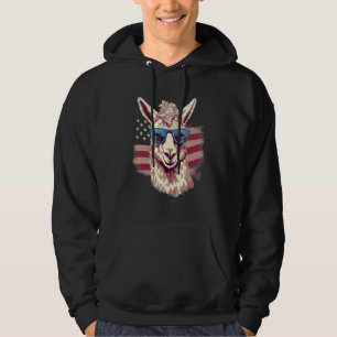 4th Of July US Flag Llama Hoodie