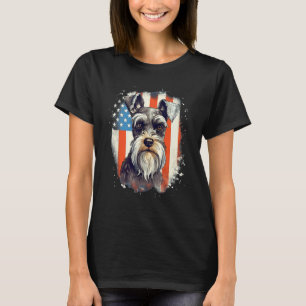 4th Of July US Flag Miniature Schnauzer Dog 3 T-Shirt