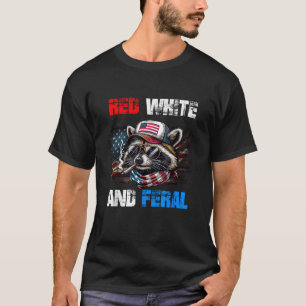 4th Of July US Flag Patriotic Red White Feral T-Shirt