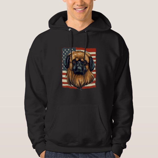 4th Of July US Flag Pekingese Dog Hoodie (Front)