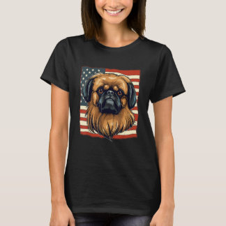 4th Of July US Flag Pekingese Dog T-Shirt