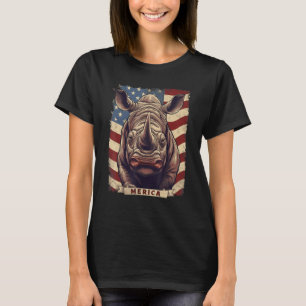 4th Of July US Flag Rhino T-Shirt
