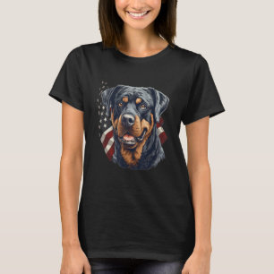 4th Of July US Flag Rottweiler Dog T-Shirt