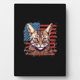 4th Of July US Flag Savannah Cat Plaque