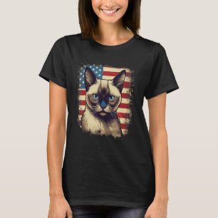 4th Of July US Flag Siamese Cat T-Shirt