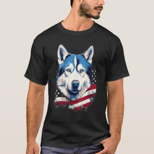 4th Of July US Flag Siberian Husky Dog 1 T-Shirt