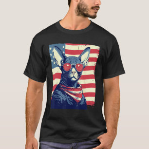 4th Of July US Flag Sphinx Cat T-Shirt