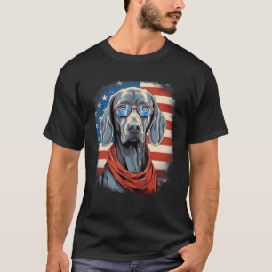 4th Of July US Flag Weimaraner Dog T-Shirt