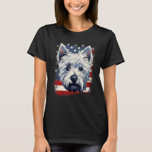4th Of July US Flag West Highland Terrier Dog 2 T-Shirt