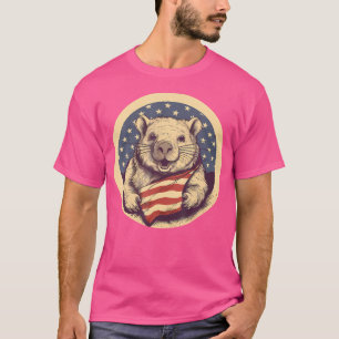 4Th Of July Us Flag Wombat T-Shirt