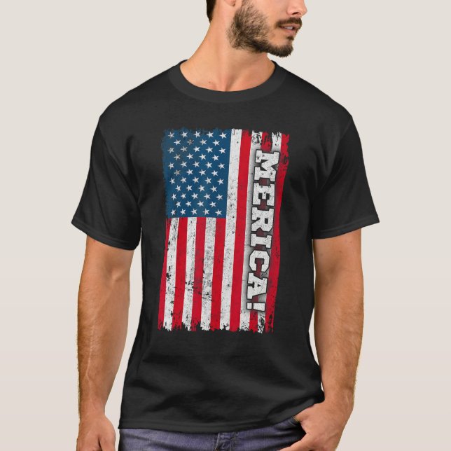 4th of July US Independence American Flag Patrioti T-Shirt (Front)